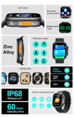 BWOO 2.01" Square Screen IP68 Waterproof Smart Watch with Fitness Tracker - BLACK - Image 5