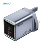BWOO GaNex 45W Dual-Port USB-C GaN Charger (UK Plug) – Grey