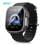BWOO 2.01" Square Screen IP68 Waterproof Smart Watch with Fitness Tracker - BLACK