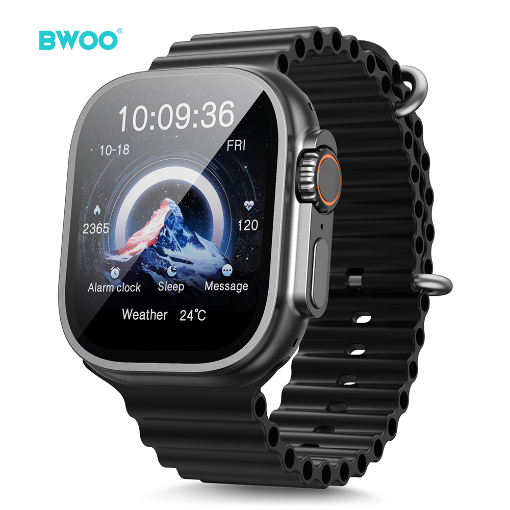 BO-WA07-BLK - 001 BWOO 2.01" Square Screen IP68 Waterproof Smart Watch with Fitness Tracker - BLACK - Image 1